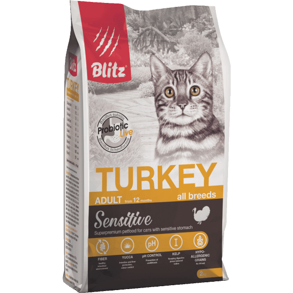 Blitz Sensitive «Индейка» сухой корм для взрослых кошек