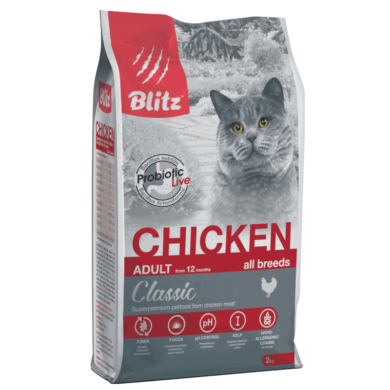 Blitz Classic «Курица» сухой корм для взрослых кошек