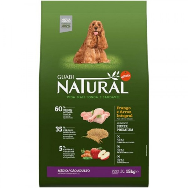 Guabi Natural для взрослых собак средних пород с цыпленком и коричневым рисом